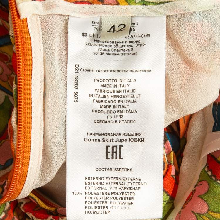 Pre Owned Etro Multicolor Paisley Print Crepe Pleated Maxi Skirt M