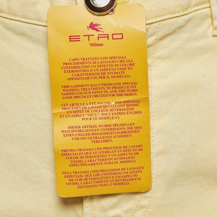 Pre Owned Etro Yellow Denim Slim Fit Jeans M Waist 29"
