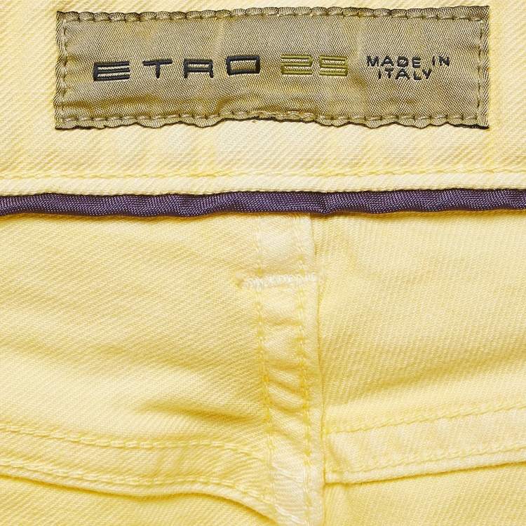 Pre Owned Etro Yellow Denim Slim Fit Jeans M Waist 29"