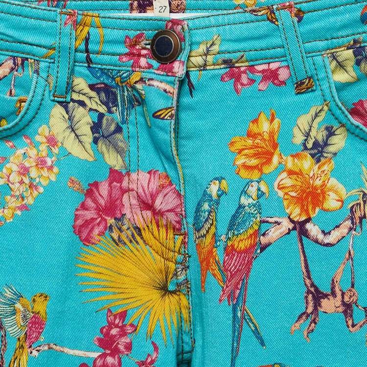 Pre Owned Etro Blue Print Denim Slim Fit Jeans M Waist 27"