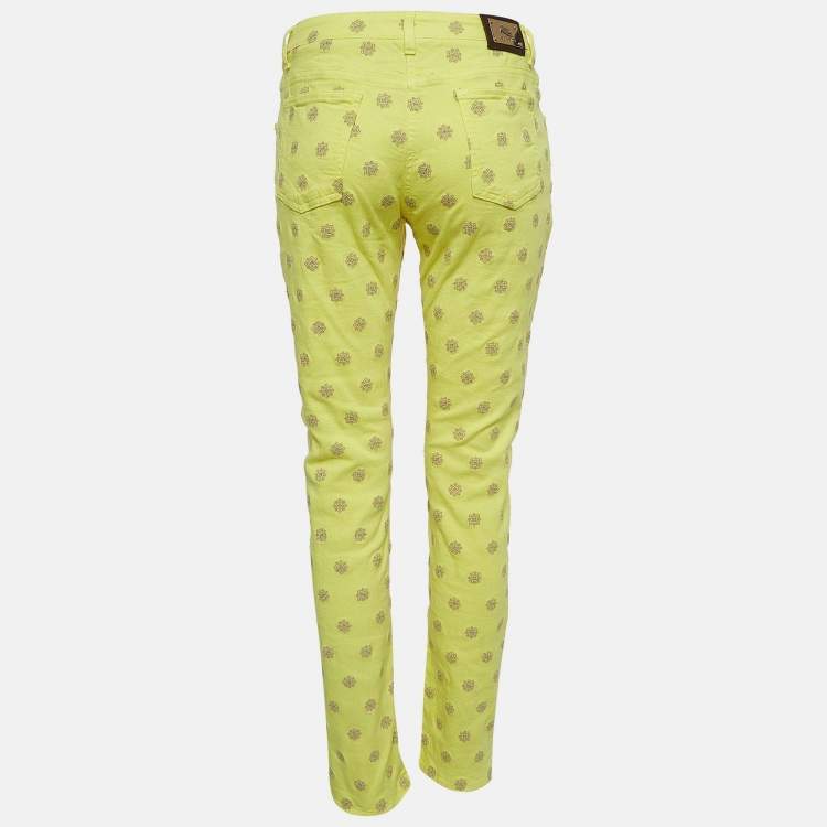 Pre Owned Etro Yellow Embroidered Cotton Jeans M Waist 30"