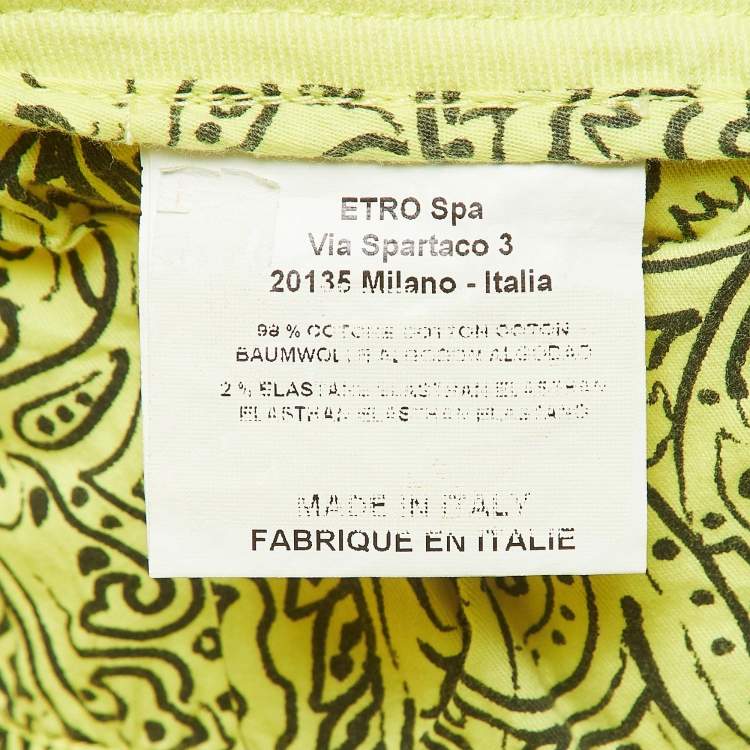 Pre Owned Etro Yellow Embroidered Cotton Jeans M Waist 30"