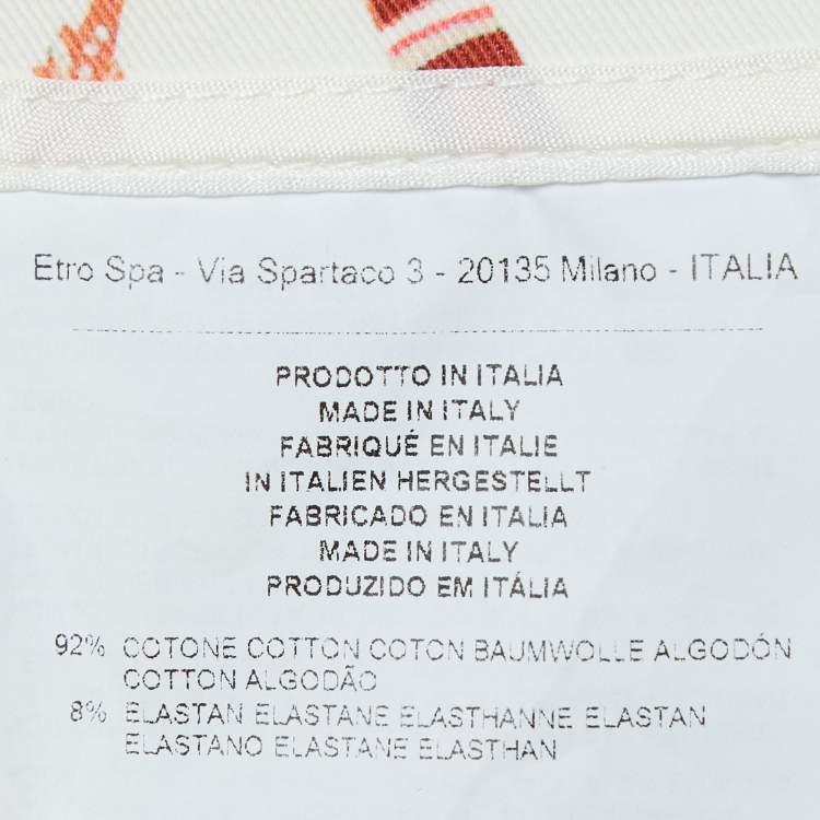 Pre Owned Etro Red Floral Printed Cotton Buttoned Trousers L
