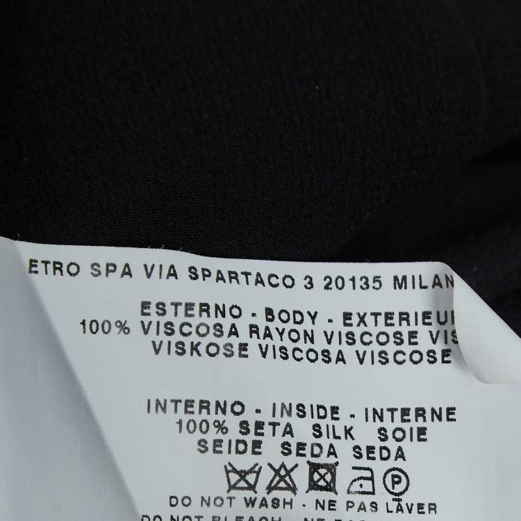 Pre Owned Etro Black & Multicolor Ikat Print Satin & Crepe Full Sleeve Dress M
