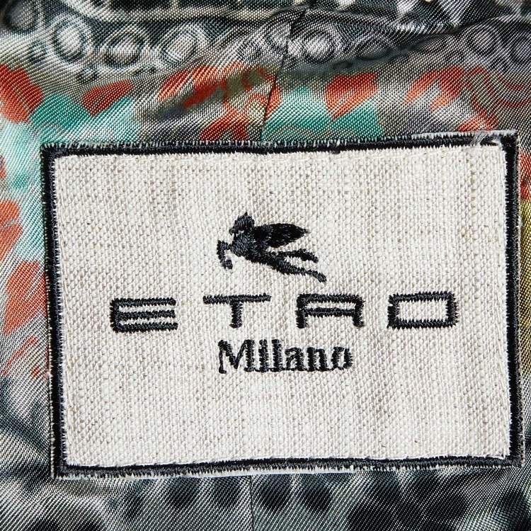 Pre Owned Etro Beige Cotton Leather Trim Mid Length Coat M