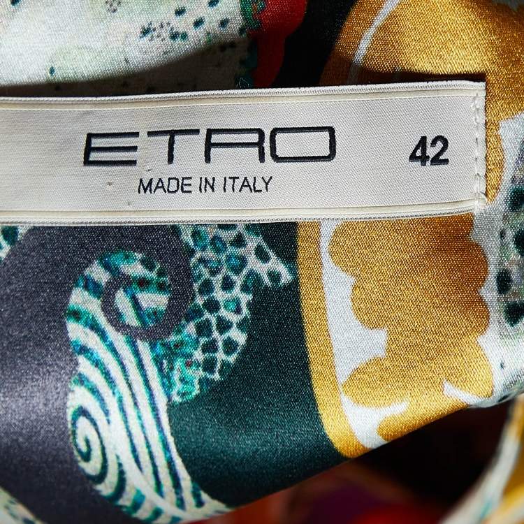 Pre Owned Etro Multicolor Paisley Print Silk Satin Sleeveless Dress M