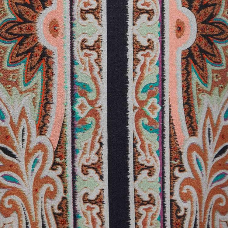 Pre Owned Etro Multicolor Printed Satin Midi Dress M  
