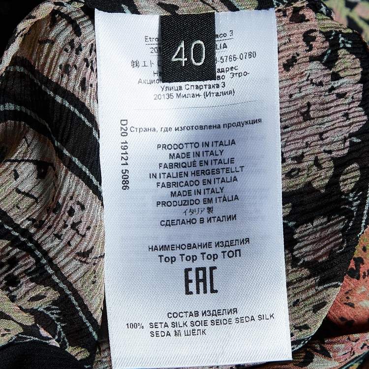 Pre Owned Etro Multicolor Floral Print Silk Blouse S