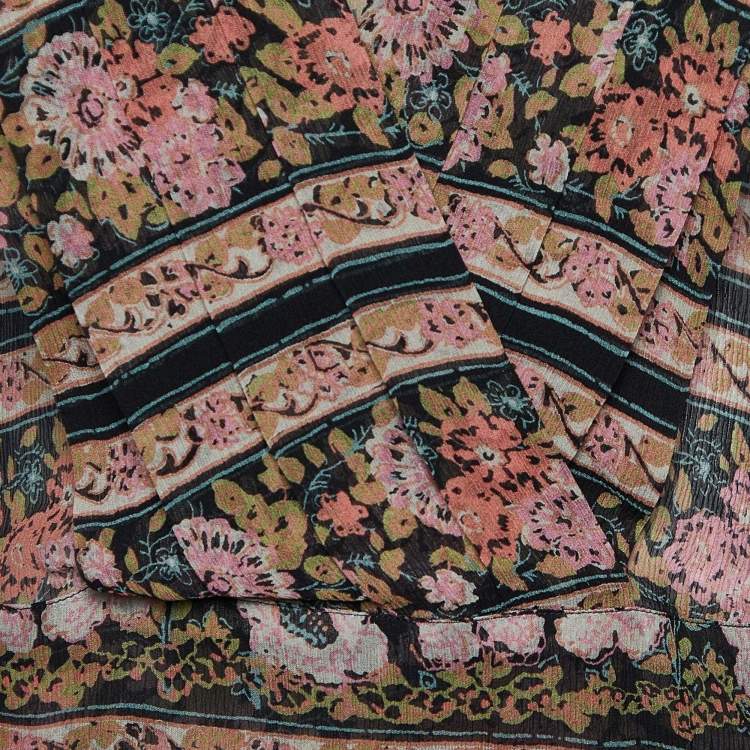 Pre Owned Etro Multicolor Floral Print Silk Blouse S