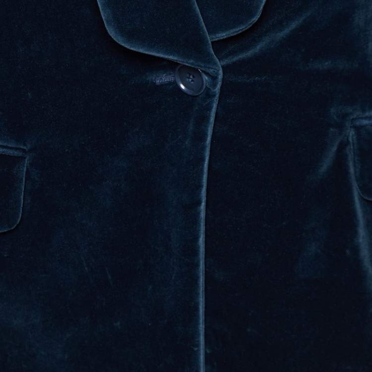 Pre Owned Etro Teal Blue Velvet Single Breasted Blazer M