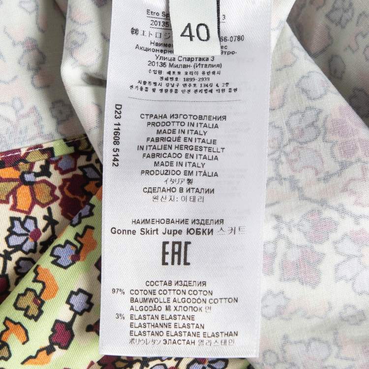 Pre Owned Etro Multicolor Floral Printed Cotton Flounce Midi Skirt S