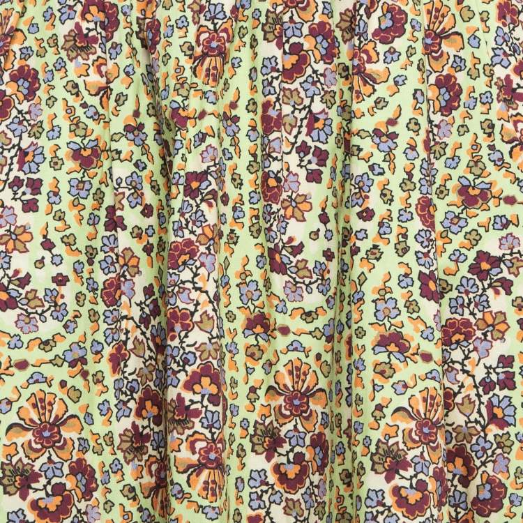 Pre Owned Etro Multicolor Floral Printed Cotton Flounce Midi Skirt S