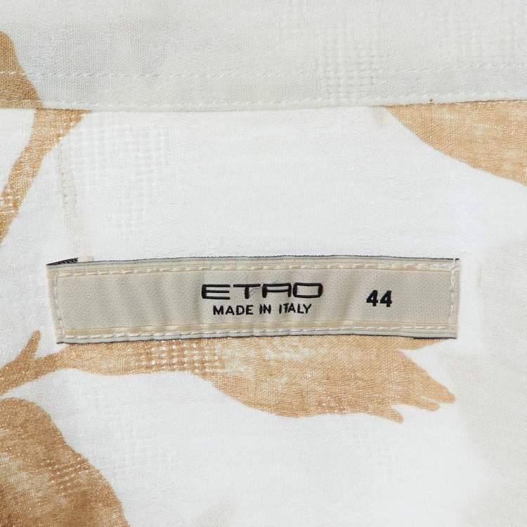 Pre Owned Etro White Floral Print Cotton Long Sleeve Shirt M
