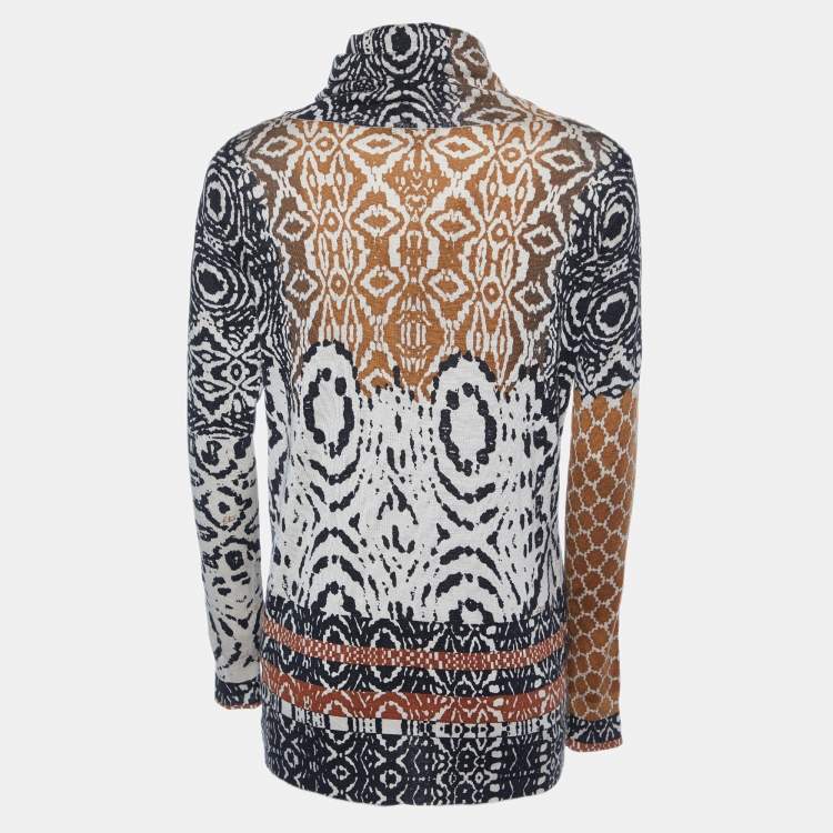 Pre Owned Etro Multicolor Silk & Wool Knit Turtle Neck Sweater M