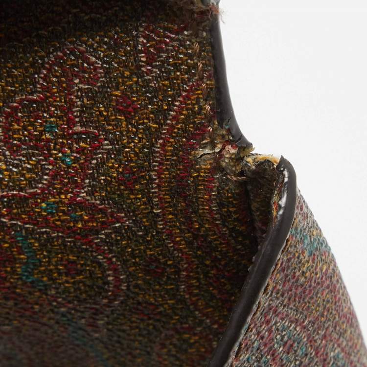 Pre Owned Etro Brown Paisley Print Coated Canvas Backpack   