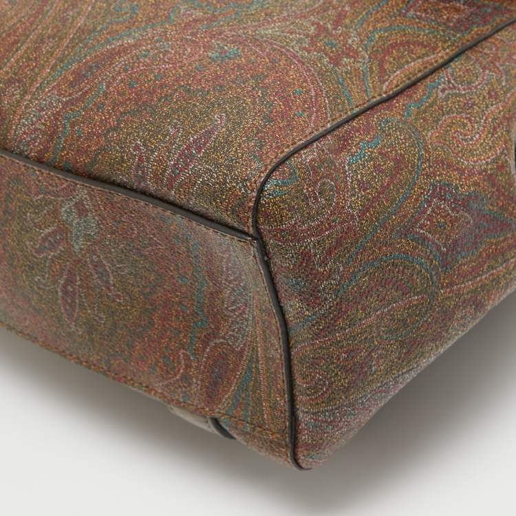 Pre Owned Etro Brown Paisley Print Coated Canvas Backpack   