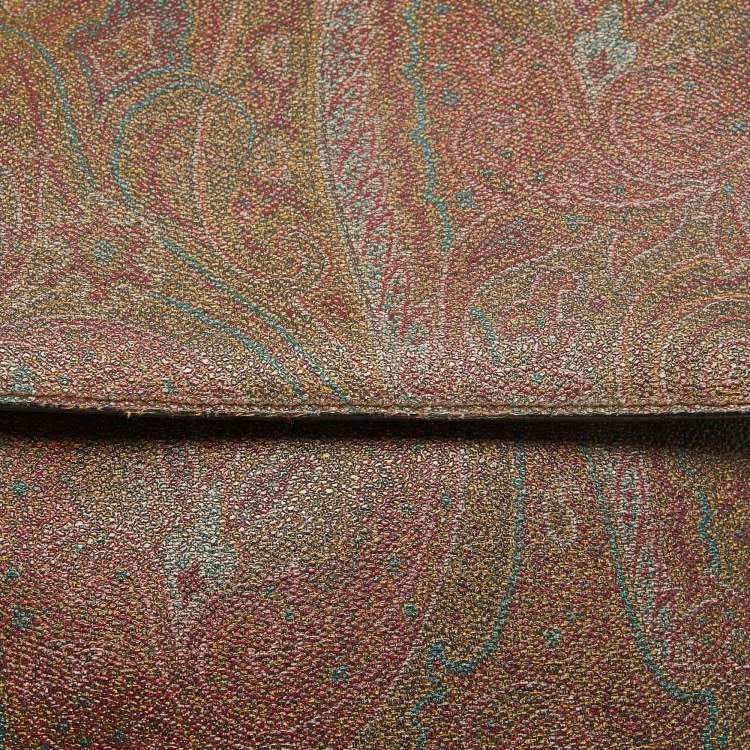 Pre Owned Etro Brown Paisley Print Coated Canvas Backpack   