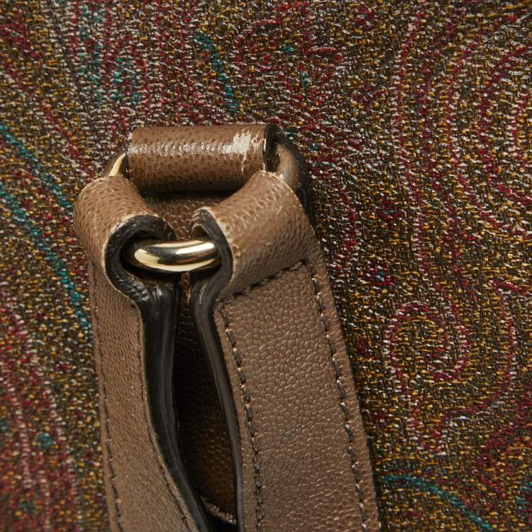 Pre Owned Etro Brown Paisley Print Coated Canvas Backpack   