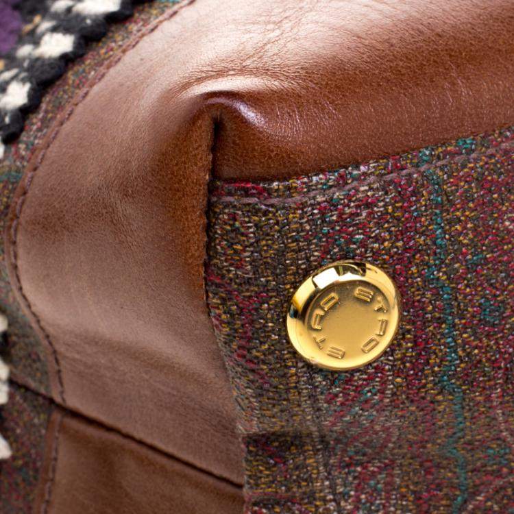 Pre Owned Etro Multicolor Paisley Printed Coated Canvas Crochet Detail Satchel