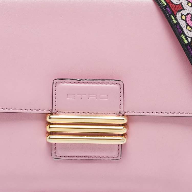 Pre Owned Etro Pink Leather Fold-Over Shoulder Bag