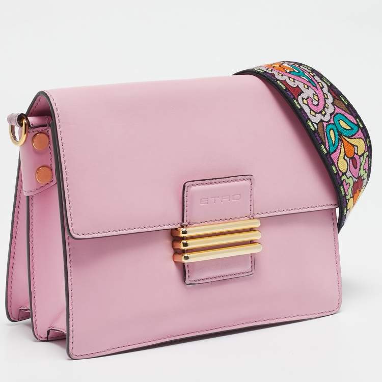 Pre Owned Etro Pink Leather Fold-Over Shoulder Bag