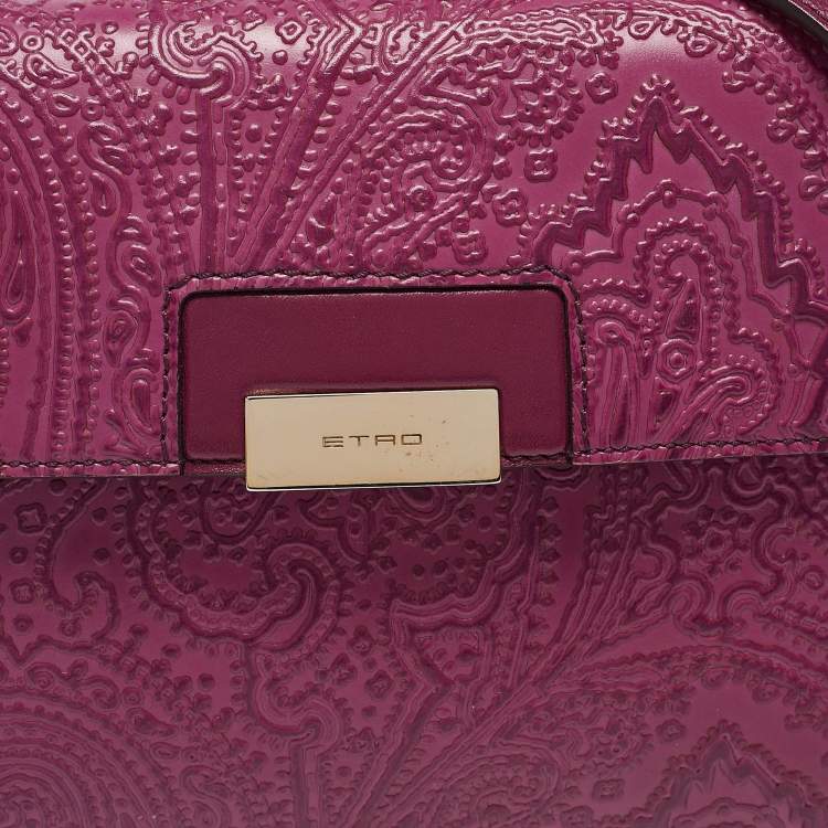 Pre Owned Etro Magenta Paisley Embossed Leather Shoulder Bag
