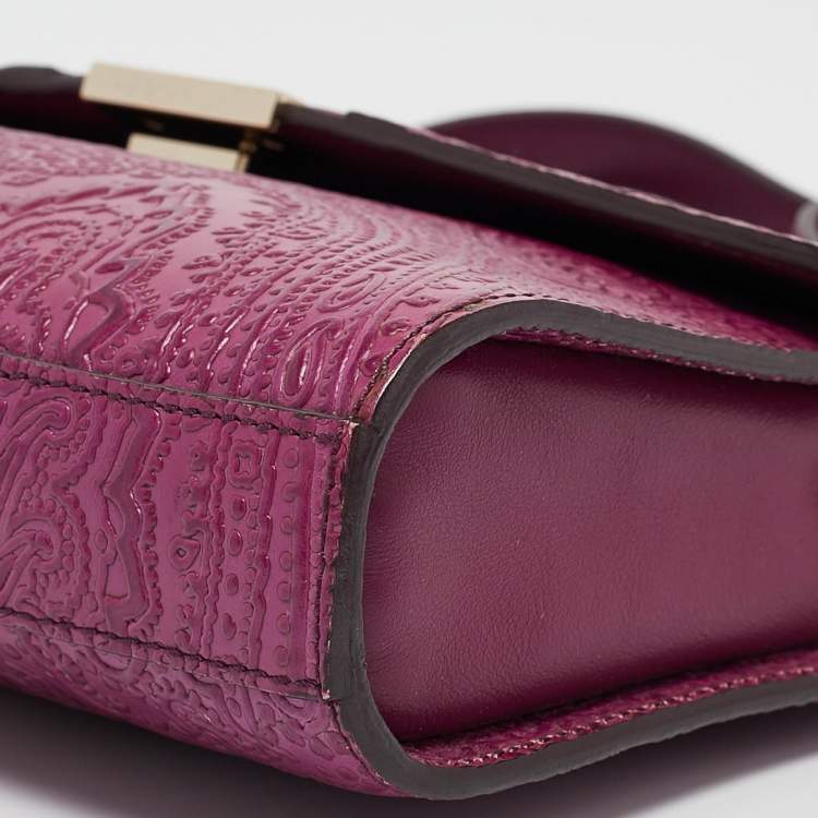 Pre Owned Etro Magenta Paisley Embossed Leather Shoulder Bag