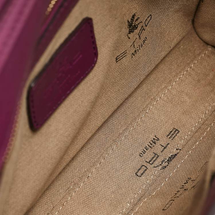 Pre Owned Etro Magenta Paisley Embossed Leather Shoulder Bag