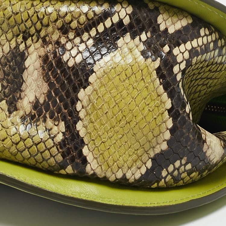 Pre Owned Etro Green/Grey Paisley Coated Canvas and Python Embossed Crossbody Bag