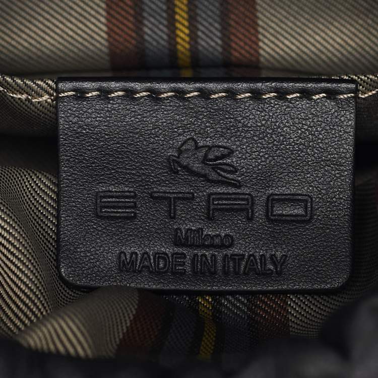 Pre Owned Etro Black Leather Mini Saturno Bucket Bag