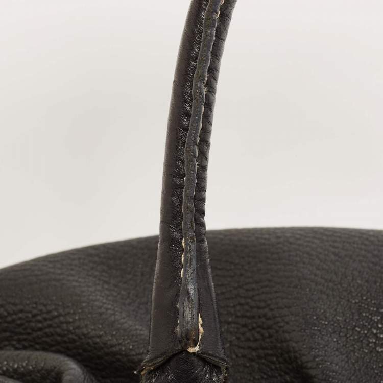 Pre Owned Etro Black Leather Pleated Shoulder Bag