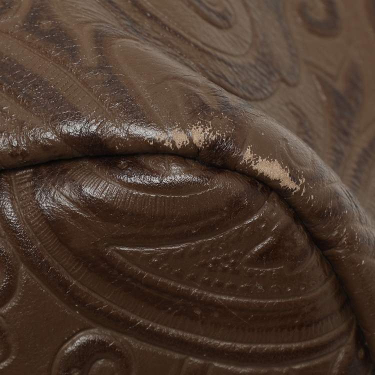Pre Owned Etro Brown Paisley Embossed Leather Tote