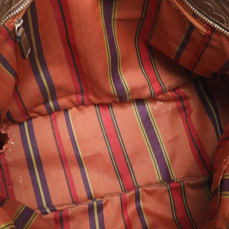Pre Owned Etro Brown Paisley Embossed Leather Tote