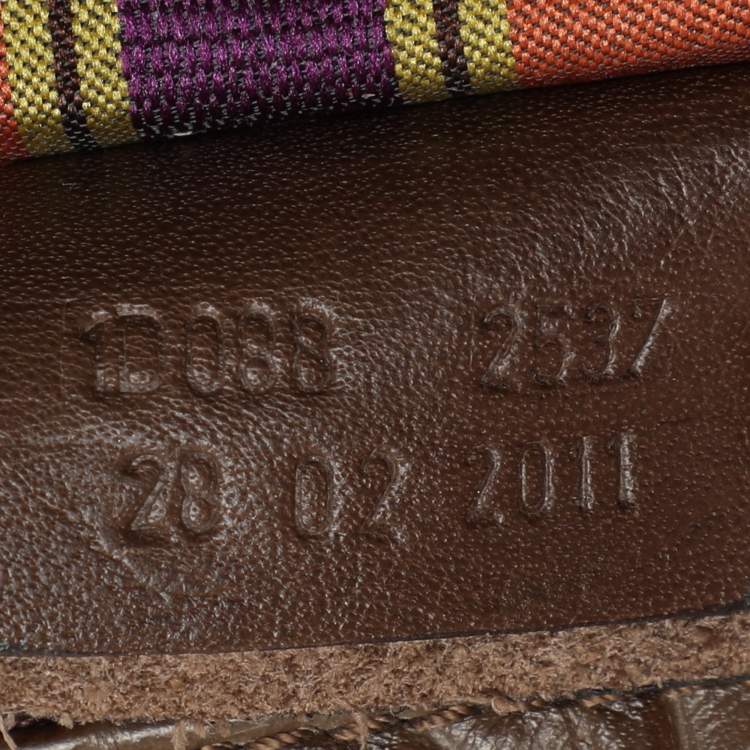 Pre Owned Etro Brown Paisley Embossed Leather Tote