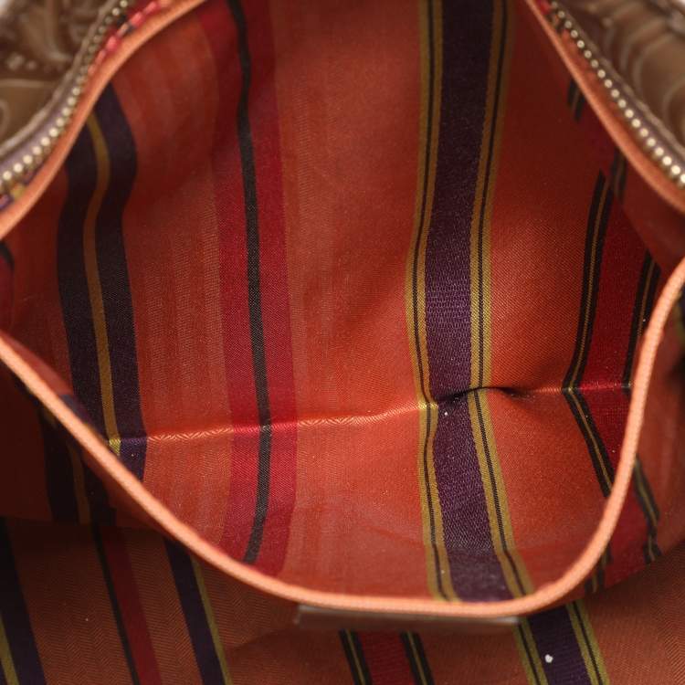 Pre Owned Etro Brown Paisley Embossed Leather Tote