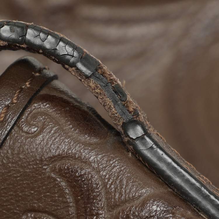 Pre Owned Etro Brown Paisley Embossed Leather Tote