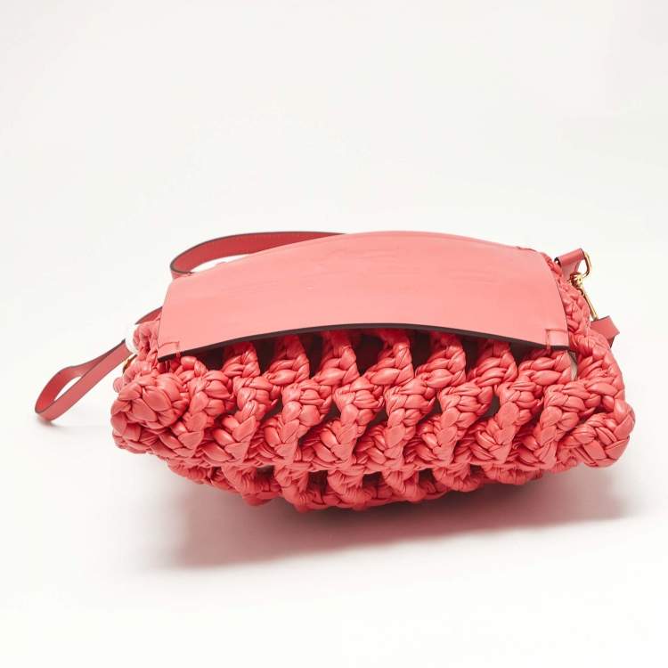 Pre Owned Etro Red Braided Woven Leather Tote