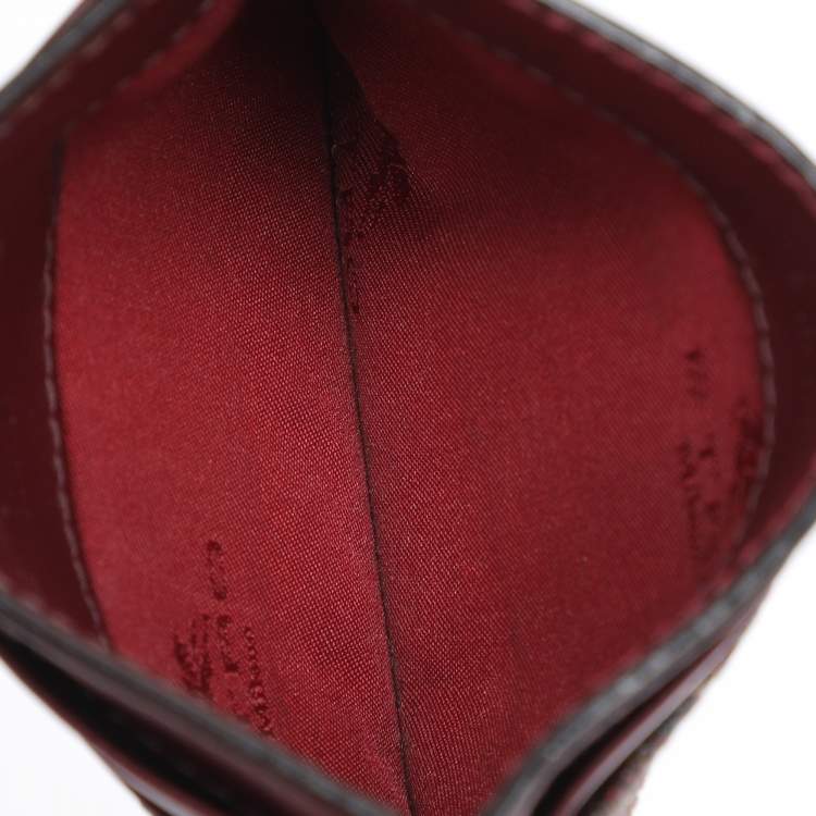 Pre Owned Etro Brown Paisley Print Coated Canvas Logo Embroidered Card Holder
