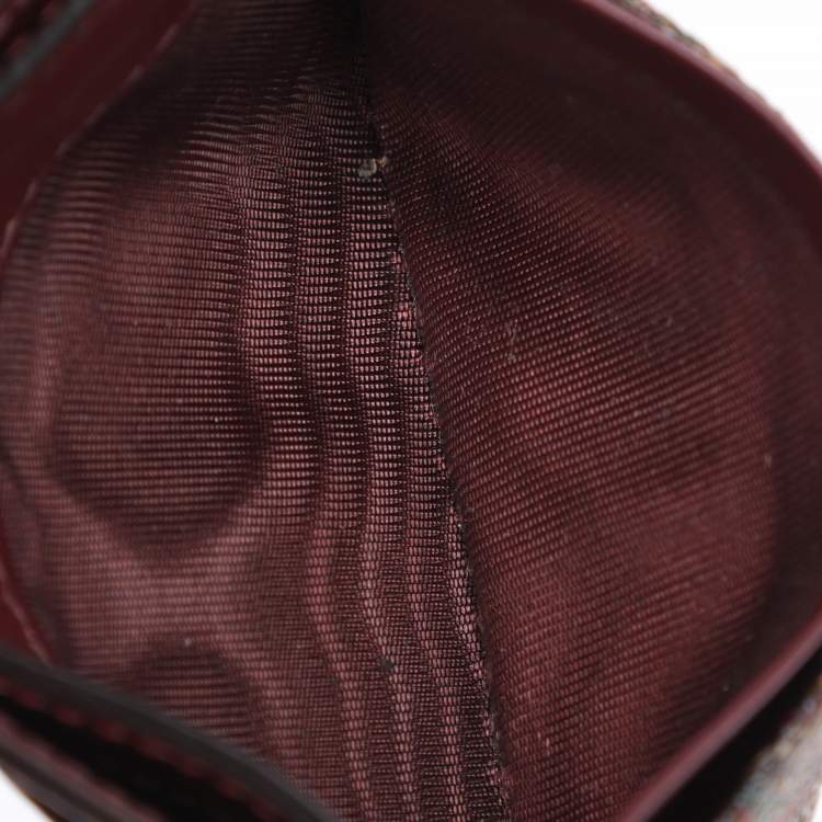 Pre Owned Etro Brown Paisley Print Coated Canvas Logo Embroidered Card Holder