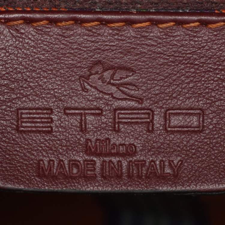 Pre Owned Etro Brown Paisley Print Coated Canvas Mini Love Trotter Tote