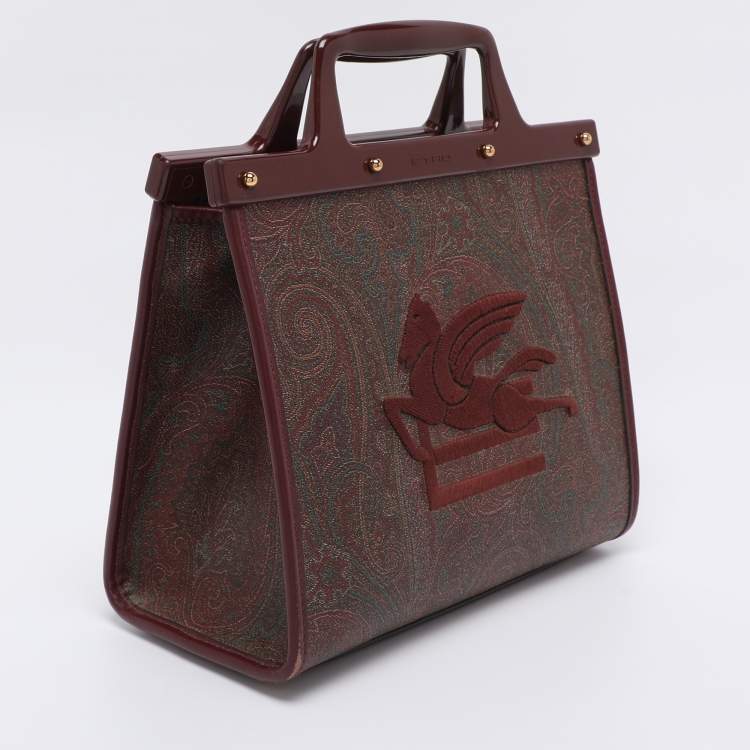 Pre Owned Etro Brown Paisley Print Coated Canvas Mini Love Trotter Tote