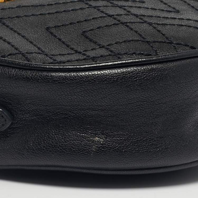 Pre Owned Etro Black Leather Pegaso Round Crossbody Bag