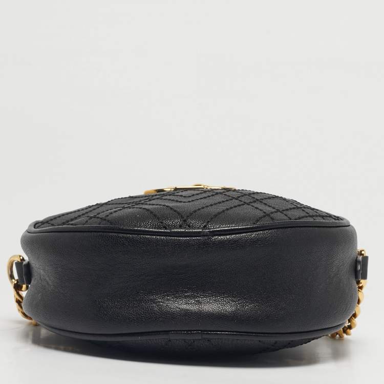 Pre Owned Etro Black Leather Pegaso Round Crossbody Bag