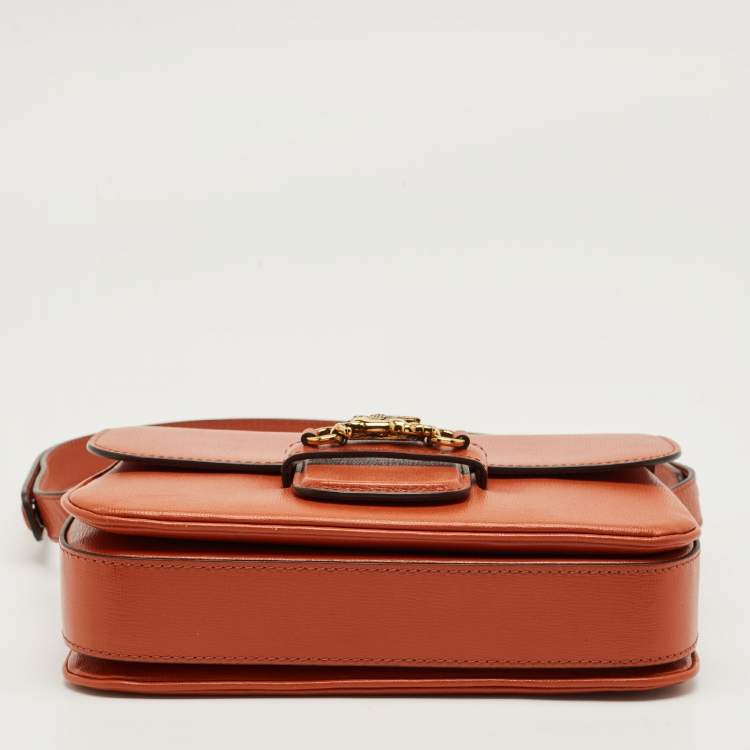 Pre Owned Etro Brick Brown Leather Pegaso Flap Shoulder Bag