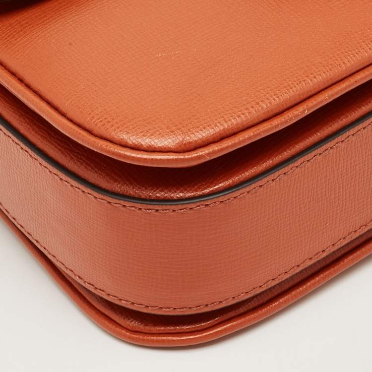 Pre Owned Etro Brick Brown Leather Pegaso Flap Shoulder Bag