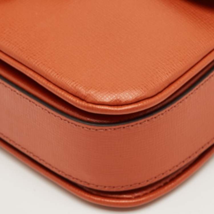 Pre Owned Etro Brick Brown Leather Pegaso Flap Shoulder Bag