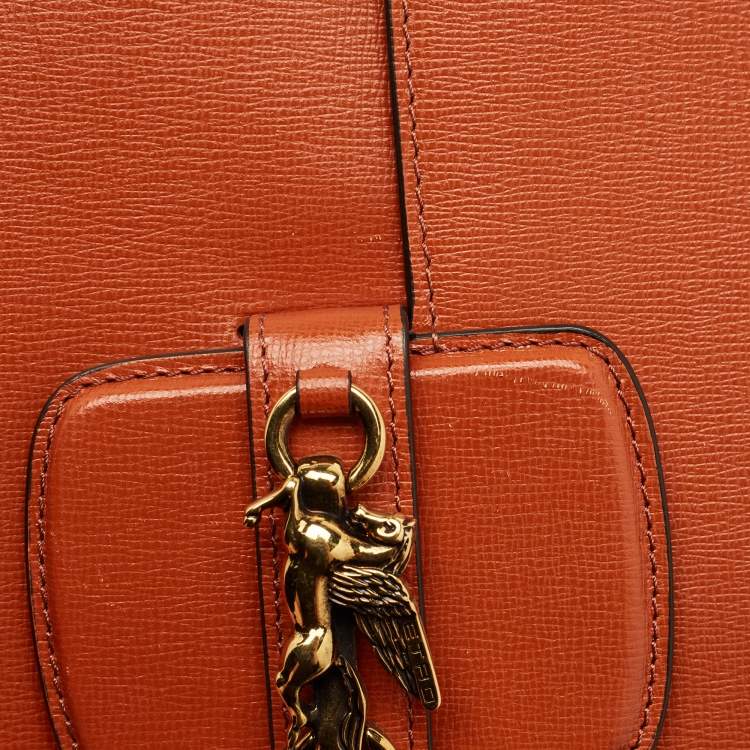 Pre Owned Etro Brick Brown Leather Pegaso Flap Shoulder Bag