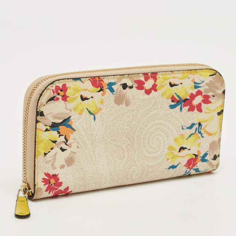 مملوكة مسبقًا Etro Multicolor Coated Canvas Floral Zip Continental Wallet