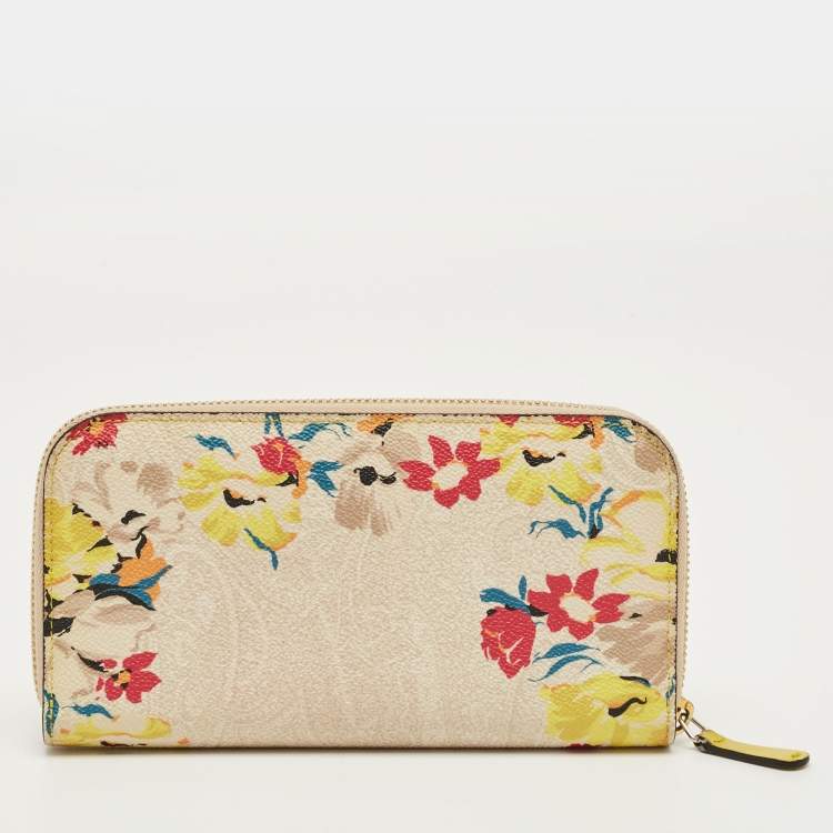 مملوكة مسبقًا Etro Multicolor Coated Canvas Floral Zip Continental Wallet