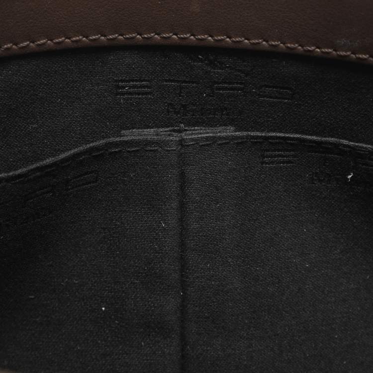 Pre Owned Etro Brown Paisley Embossed Leather Crossbody Bag